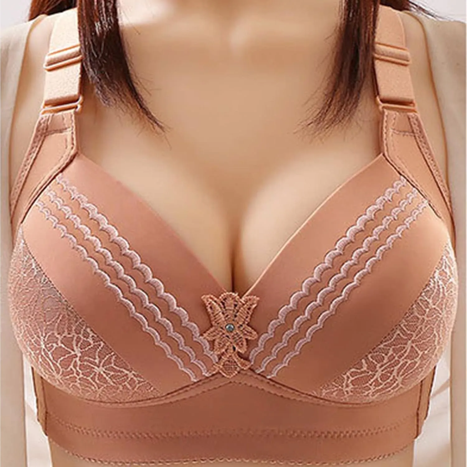 Push Up Bras for Women No Wire Anti-Sagging Oversized Bralettes Full Figure Daily Bra with Adjustable Straps