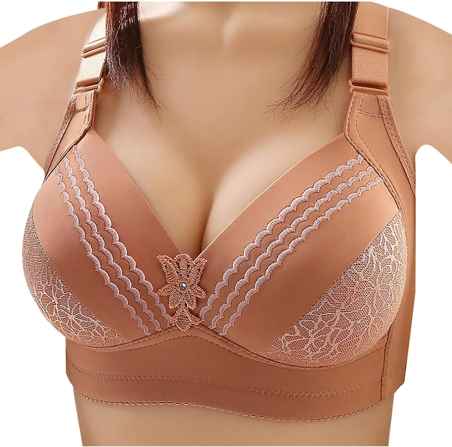 Push Up Bras for Women No Wire Anti-Sagging Oversized Bralettes Full Figure Daily Bra with Adjustable Straps