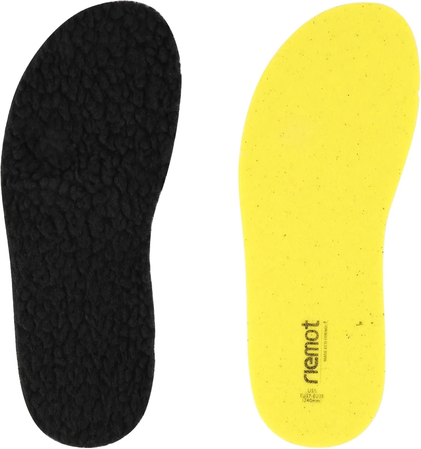 Riemot 2 Pairs Memory Foam Wool Insoles for Clogs, Garden, Nurse, Chef, Wide Toe Box Shoes - Warm Replacement Thin Inserts for Women/Men, Black Size 13