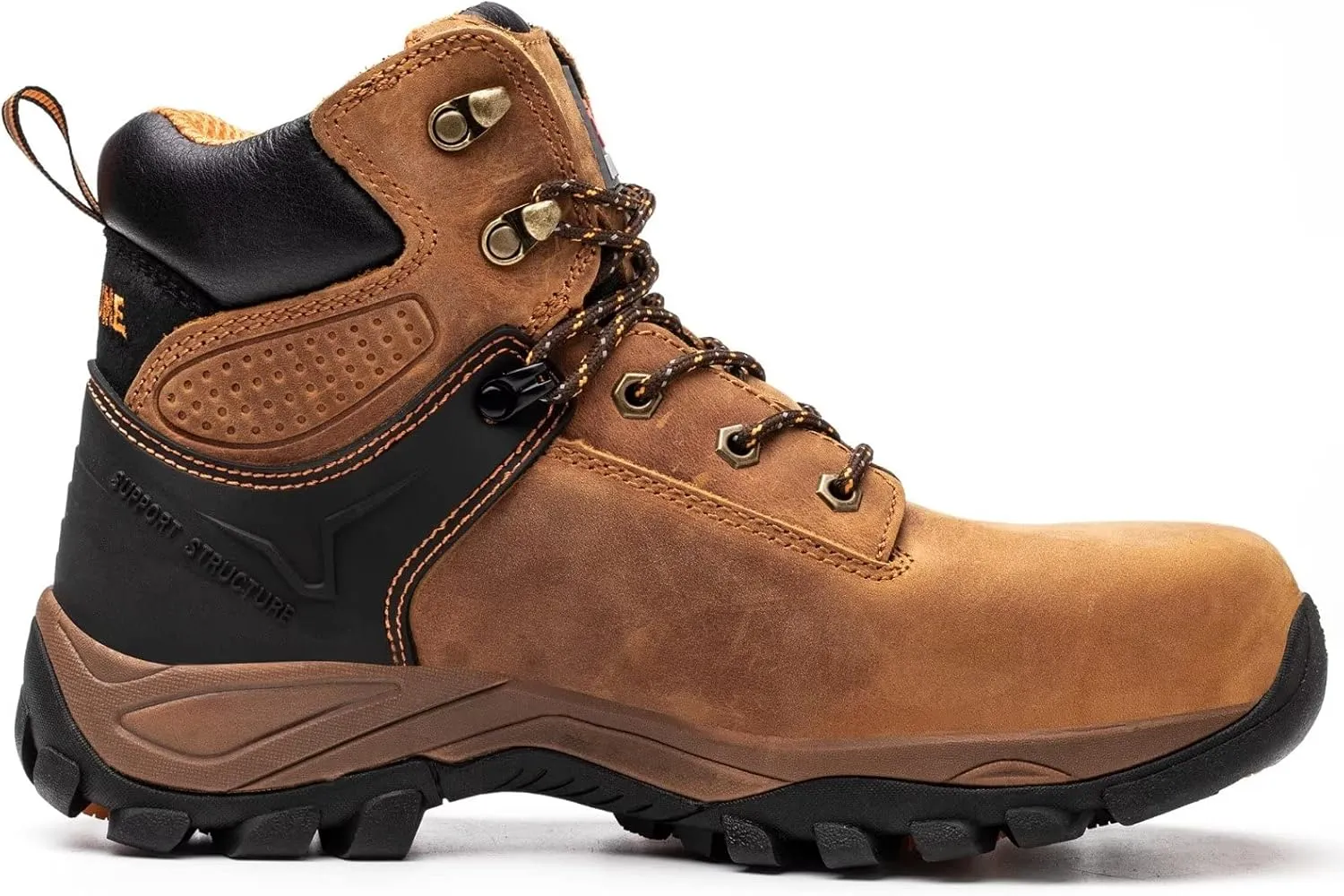 Safety Work Shoes, Waterproof, Crazy Horse Leather, Steel Toe, Rubber Sole, Kevlar Anti-Puncture, 6 inch, Industrial & Construction Hiking Work Boots