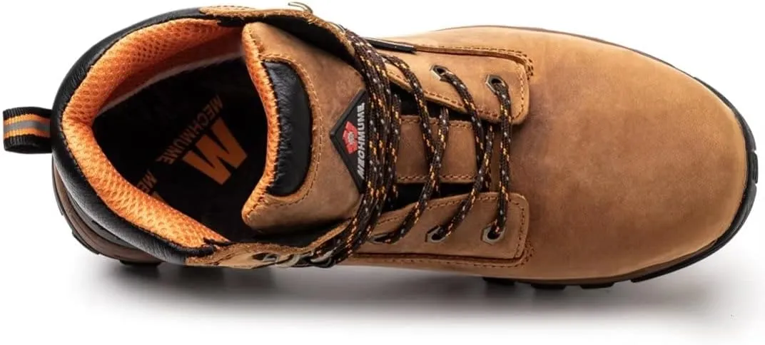 Safety Work Shoes, Waterproof, Crazy Horse Leather, Steel Toe, Rubber Sole, Kevlar Anti-Puncture, 6 inch, Industrial & Construction Hiking Work Boots