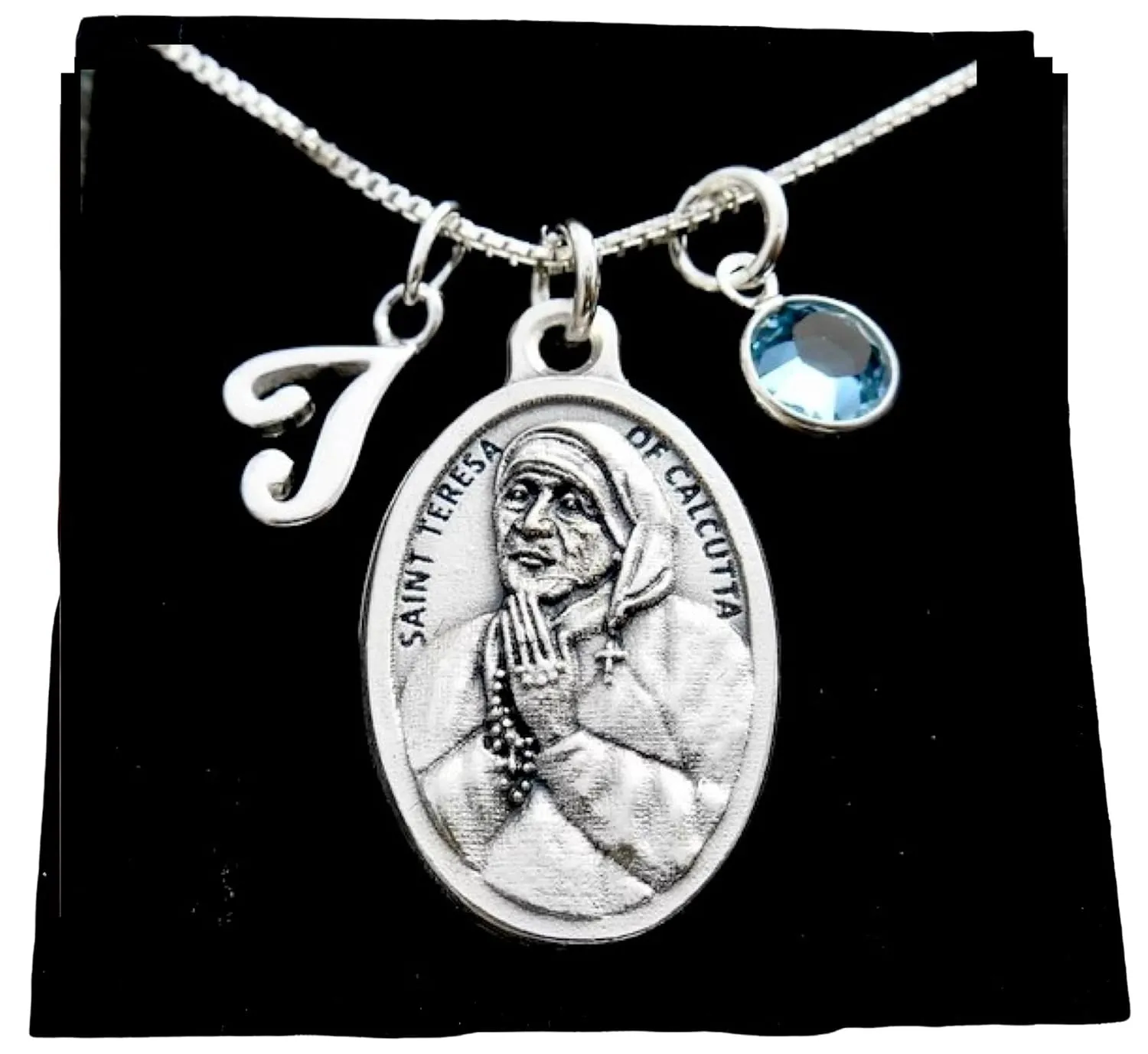 Saint Mother Teresa Medal Necklace. Sterling Personalized Necklace. St Teresa Catholic Necklace. Patron Saint Necklace. Confirmation, First Holy Communion, Saint Medal Necklace