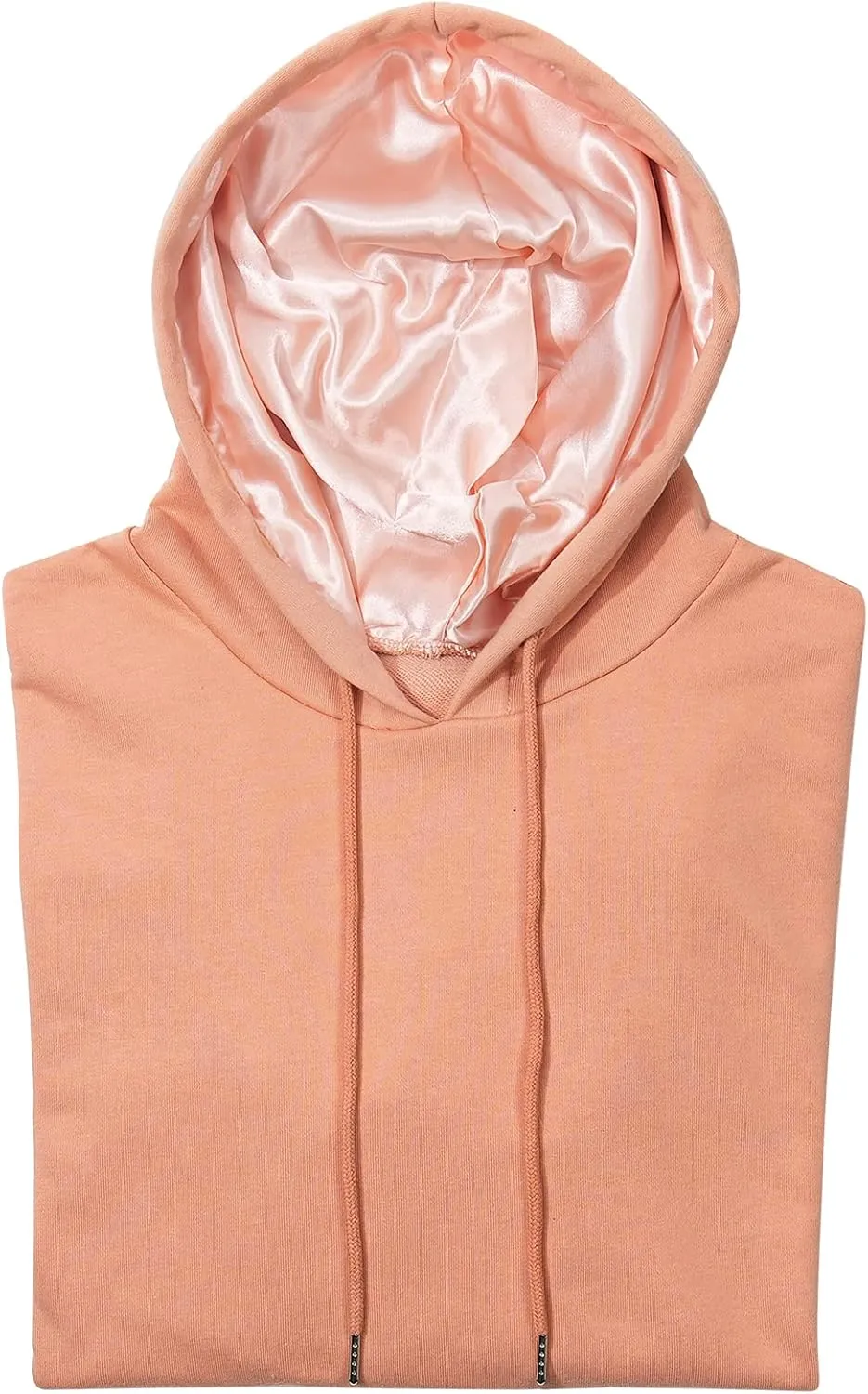 Satin Lined Hoodie Women's Casual Long Sleeve Satin Pullover Hoodie Sweatshirt Tops