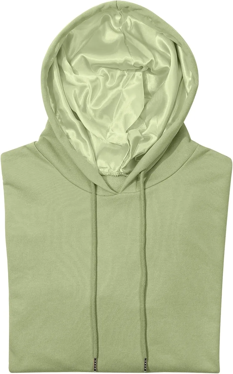Satin Lined Hoodie Women's Casual Long Sleeve Satin Pullover Hoodie Sweatshirt Tops