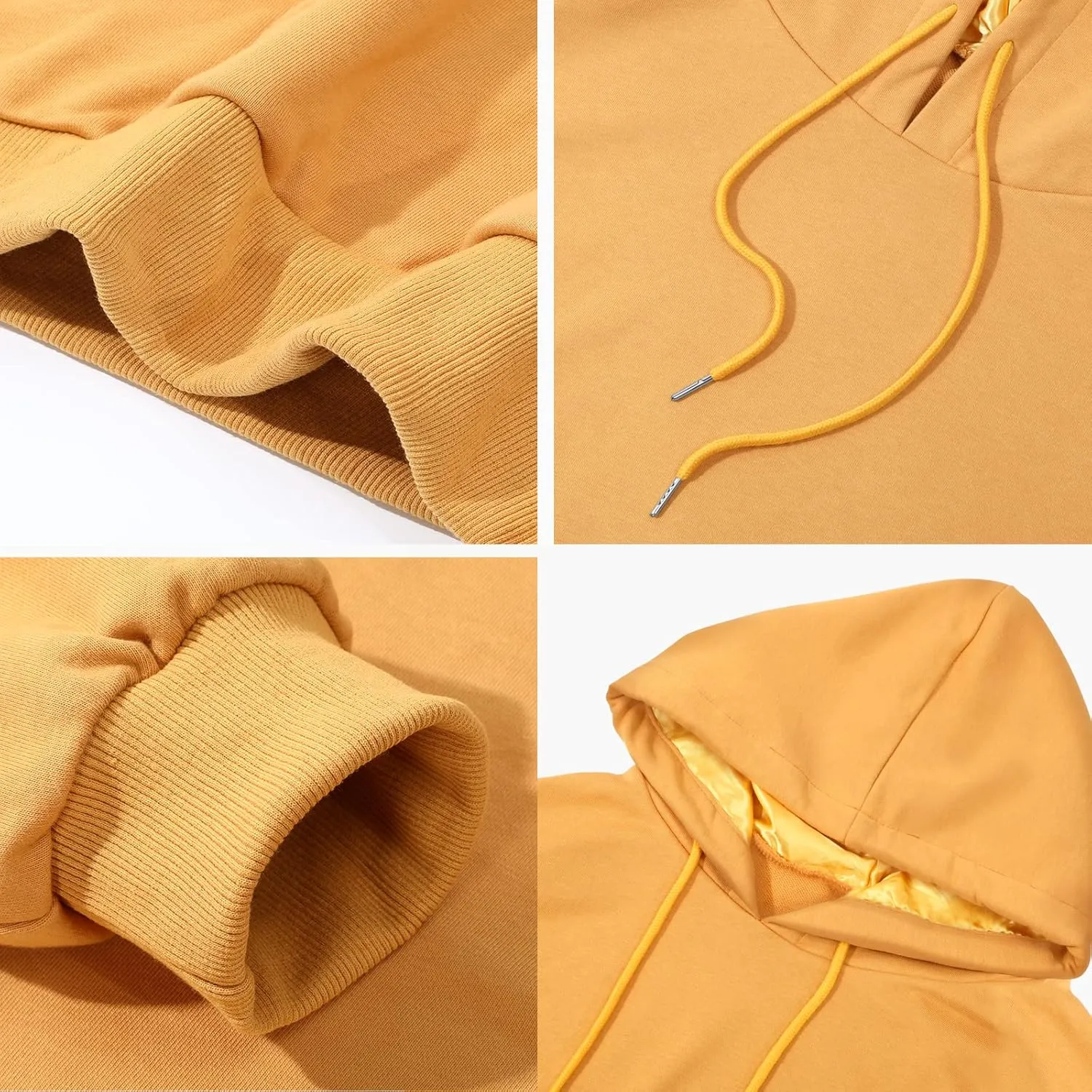 Satin Lined Hoodie Women's Casual Long Sleeve Satin Pullover Hoodie Sweatshirt Tops