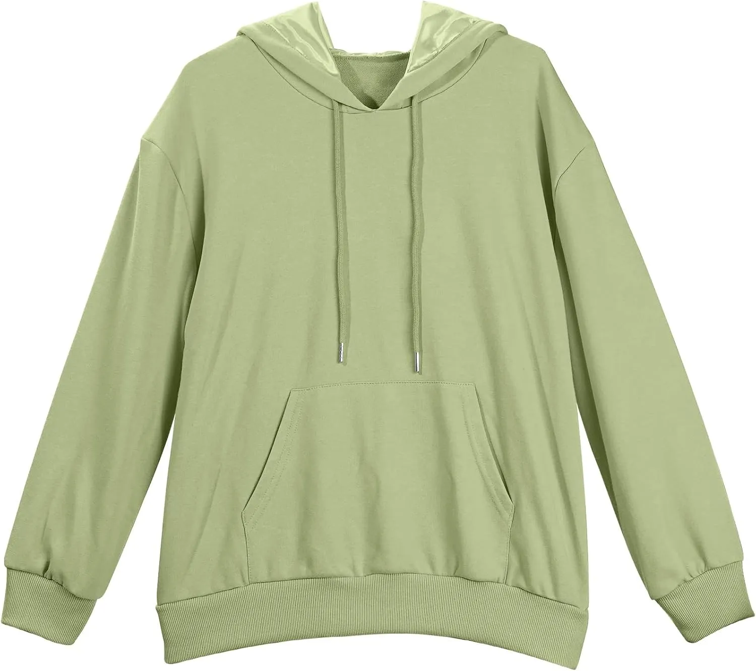Satin Lined Hoodie Women's Casual Long Sleeve Satin Pullover Hoodie Sweatshirt Tops