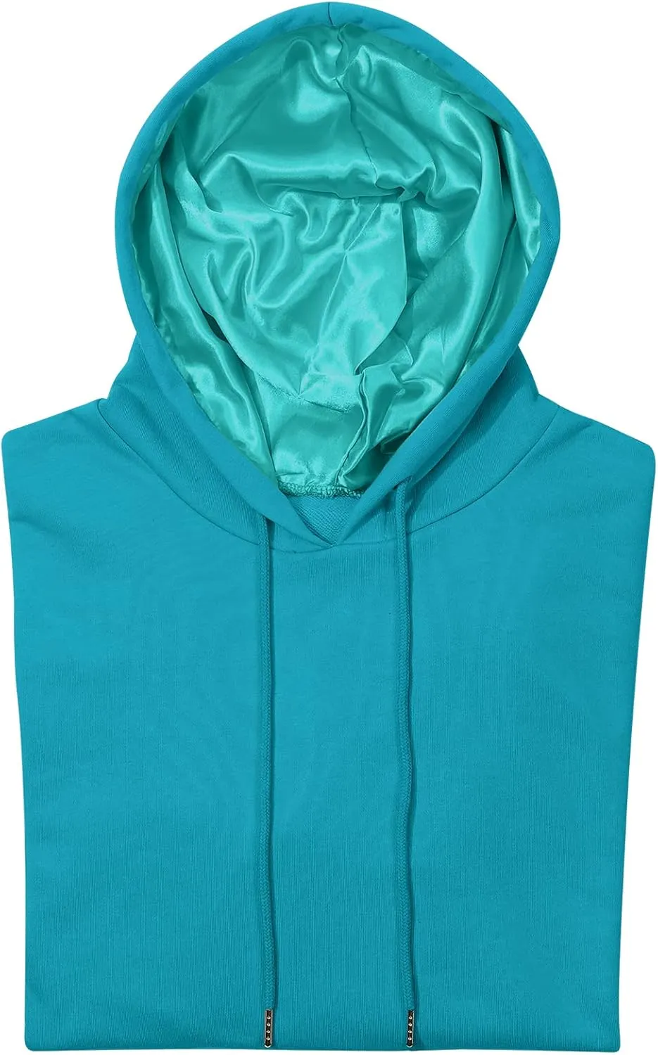 Satin Lined Hoodie Women's Casual Long Sleeve Satin Pullover Hoodie Sweatshirt Tops