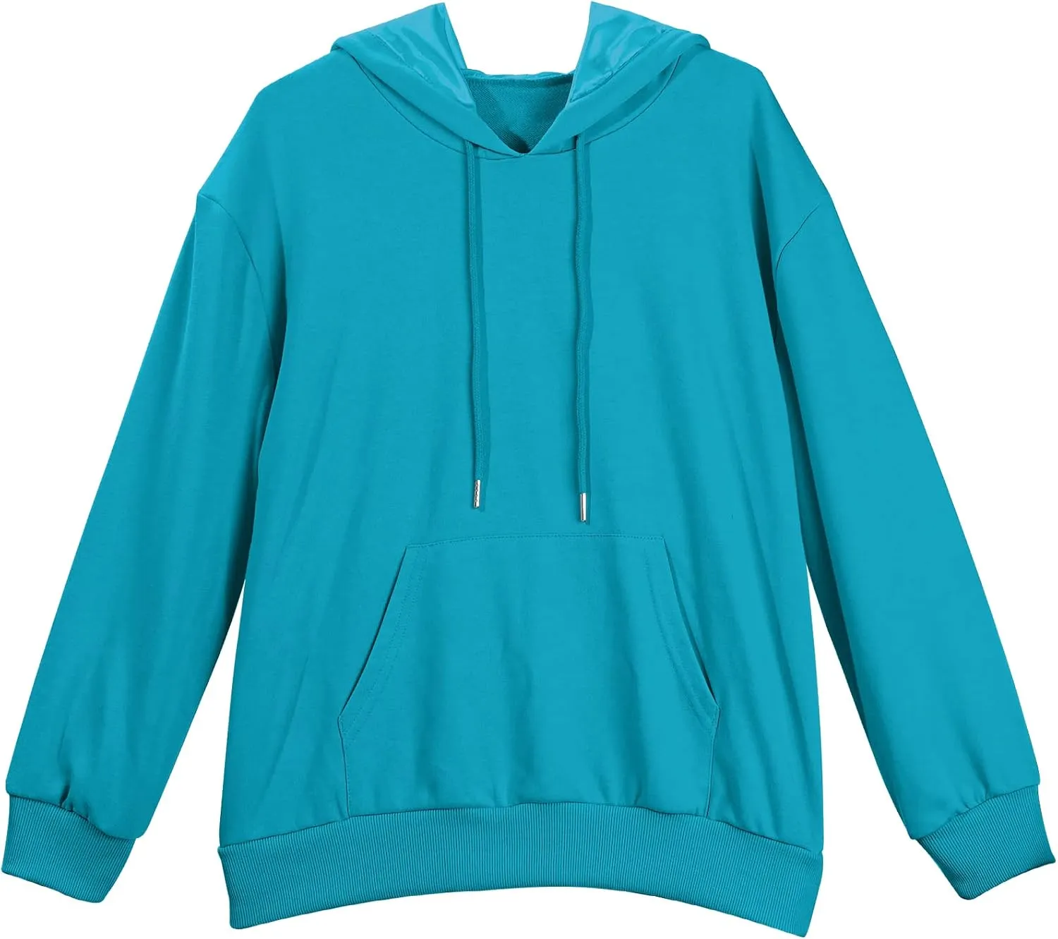 Satin Lined Hoodie Women's Casual Long Sleeve Satin Pullover Hoodie Sweatshirt Tops