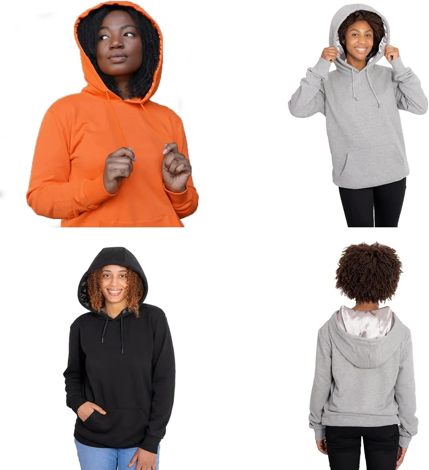 Satin Lined Hoodie Women's Casual Long Sleeve Satin Pullover Hoodie Sweatshirt Tops