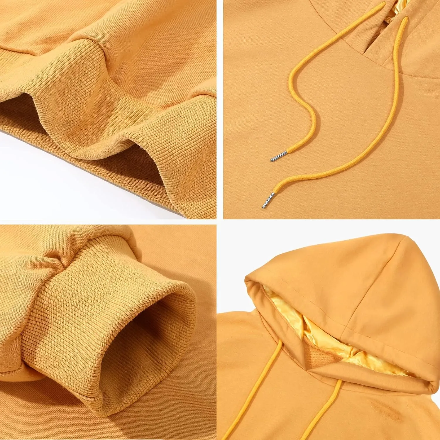 Satin Lined Hoodie Women's Casual Long Sleeve Satin Pullover Hoodie Sweatshirt Tops