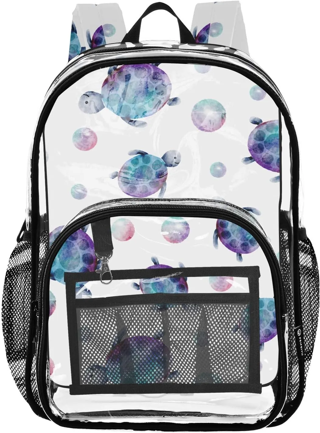 Sea Turtle Bubble Clear Backpack Transparent Bookbag for Girls Boys Kids Bag PVC Waterproof Bag See Through Backpack for Teens Stadium Events School