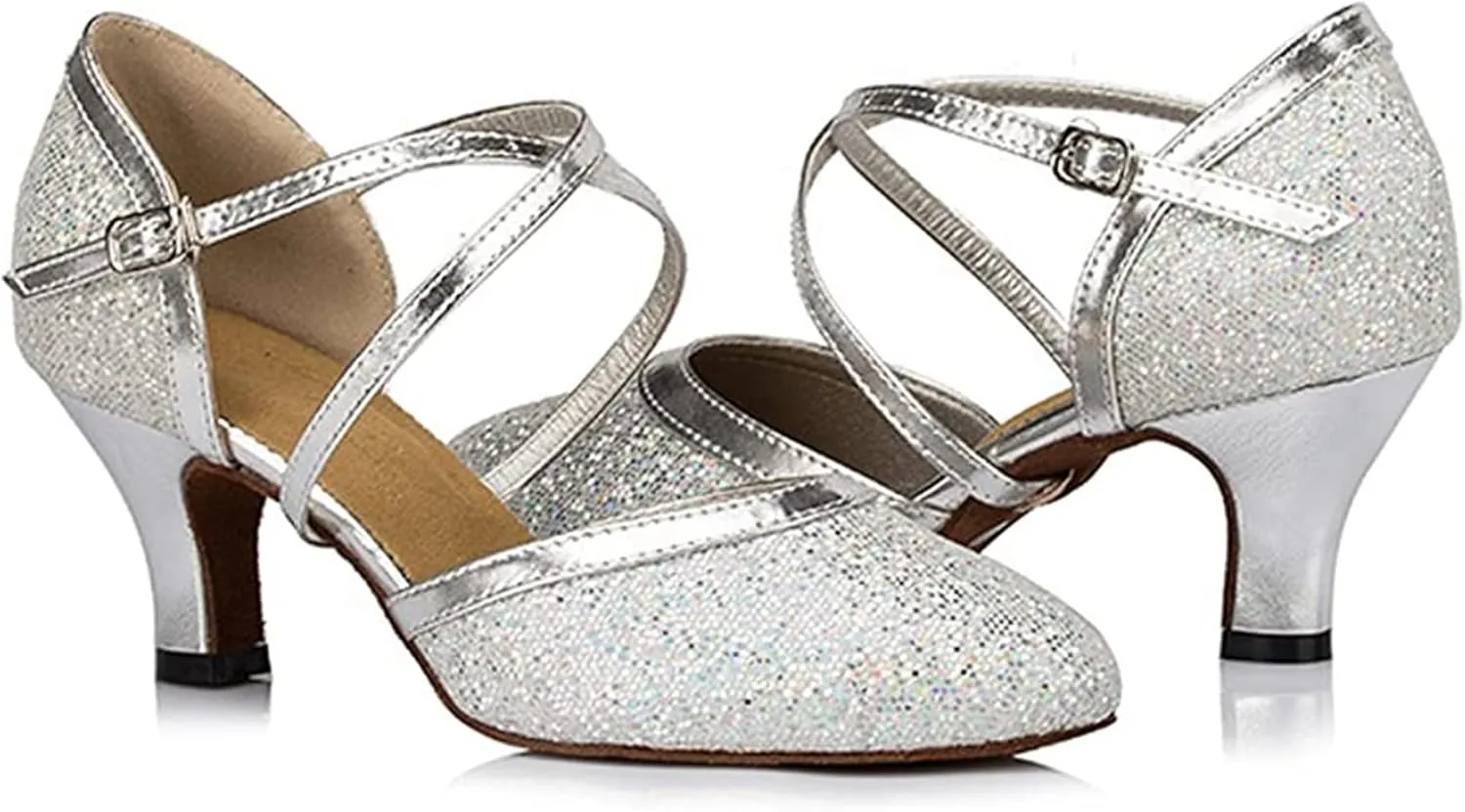 Sequin Women's Suede Sole Party Wedding Shoes Practice Ballroom Dance Shoes for 1920S