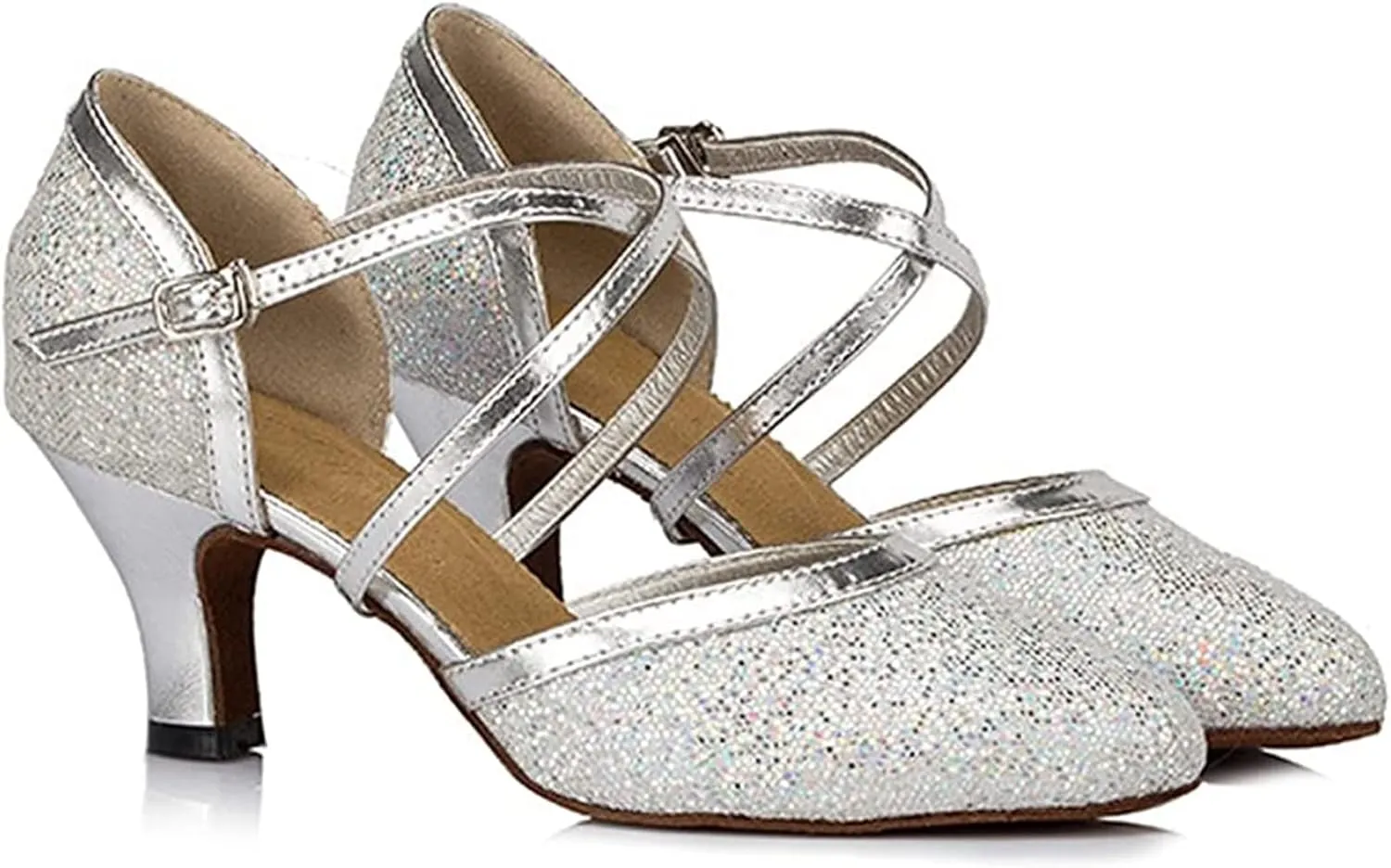 Sequin Women's Suede Sole Party Wedding Shoes Practice Ballroom Dance Shoes for 1920S
