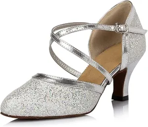 Sequin Women's Suede Sole Party Wedding Shoes Practice Ballroom Dance Shoes for 1920S