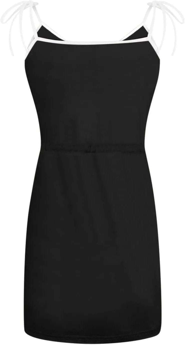 SERYU Women Summer Casual Sleeveless Dresses Spaghetti Strap V-Neck Mini Dress Party Beach Sundress with Pocket