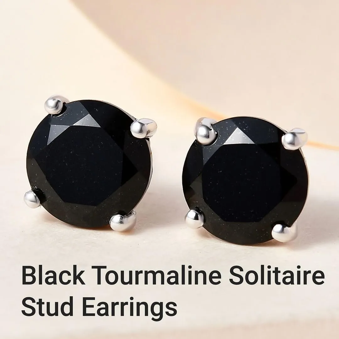 Shop LC Tourmaline Black Stud Earrings for Women 925 Sterling Silver Platinum Plated Goth Comfy Birthday Gifts for Women