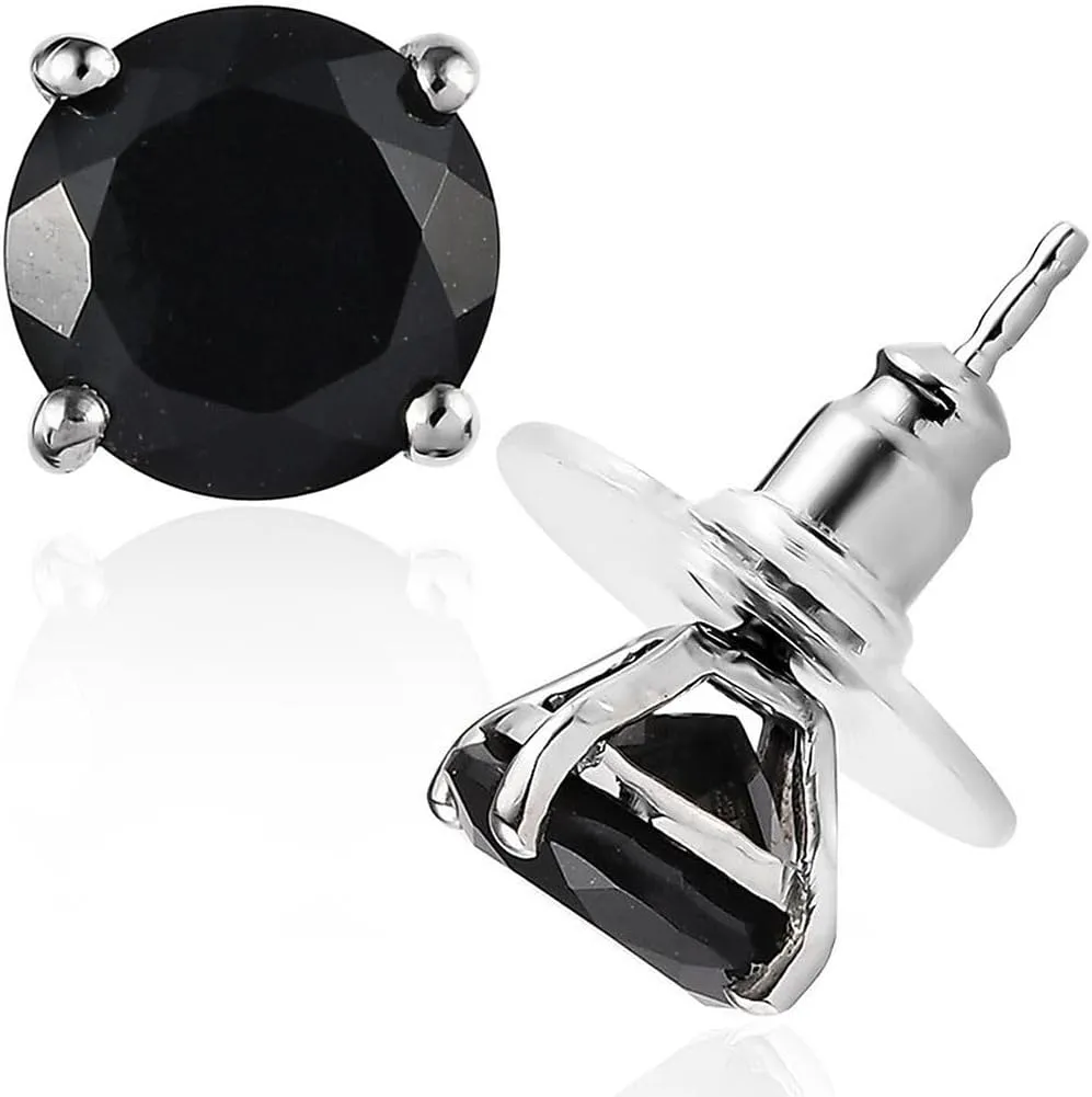 Shop LC Tourmaline Black Stud Earrings for Women 925 Sterling Silver Platinum Plated Goth Comfy Birthday Gifts for Women