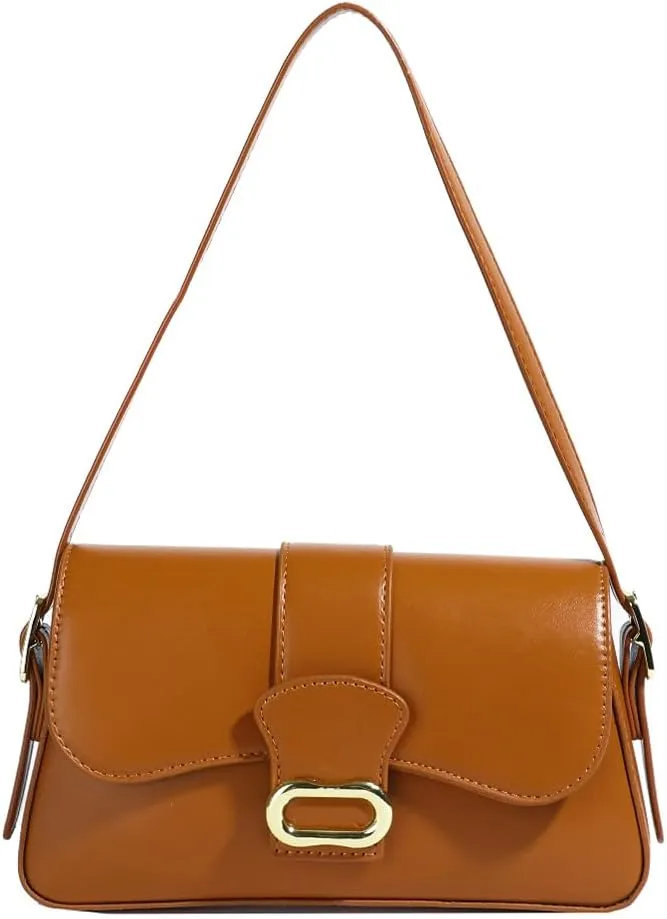 Shoulder Bag for Women Closure Flap Handbag PU Leather Zipper Clutch Bag Solid Color Satchel Purse Travel Shopping