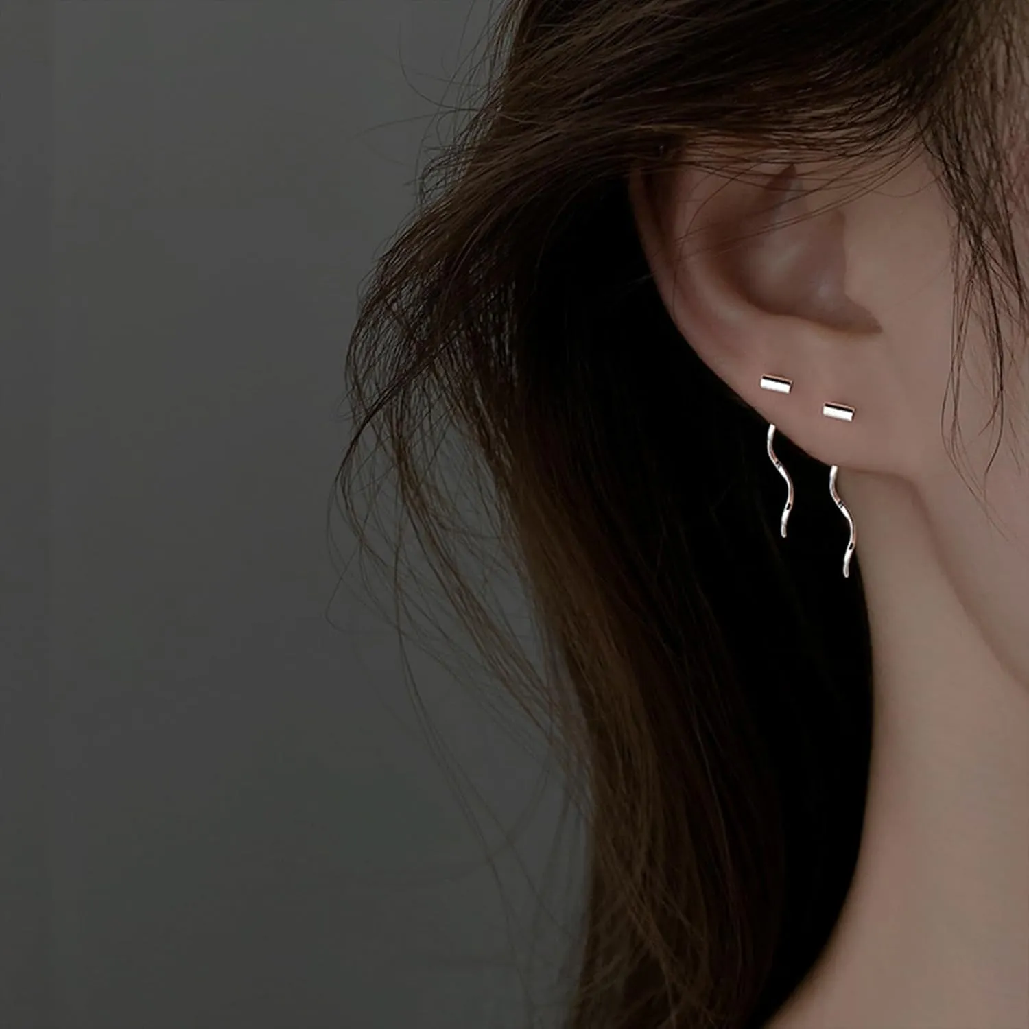Silver Chain Earrings for Women Silver Threader Earrings Dainty Dangle Earrings for Women Hypoallergenic Thread Earrings for Women Korean Earrings