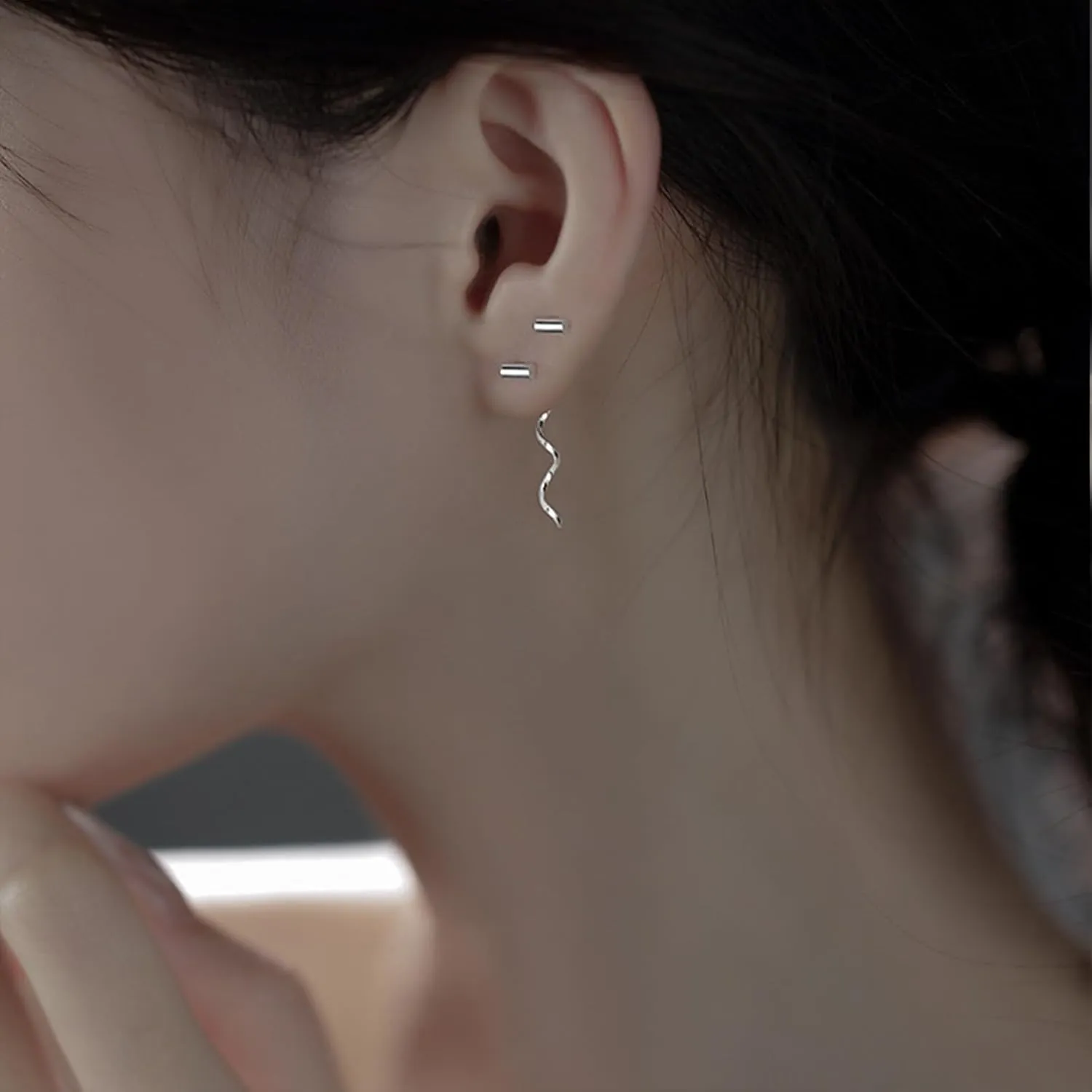 Silver Chain Earrings for Women Silver Threader Earrings Dainty Dangle Earrings for Women Hypoallergenic Thread Earrings for Women Korean Earrings