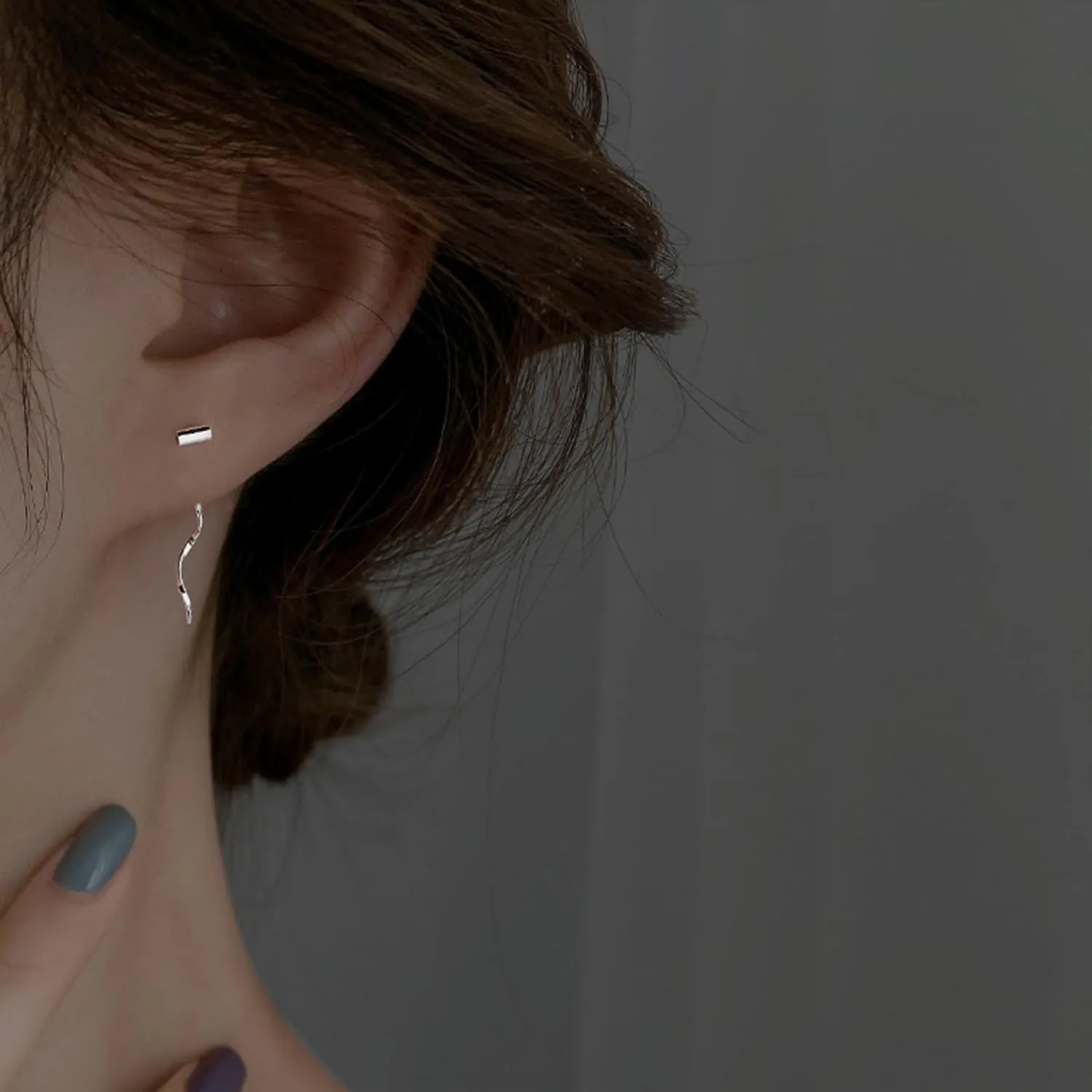 Silver Chain Earrings for Women Silver Threader Earrings Dainty Dangle Earrings for Women Hypoallergenic Thread Earrings for Women Korean Earrings
