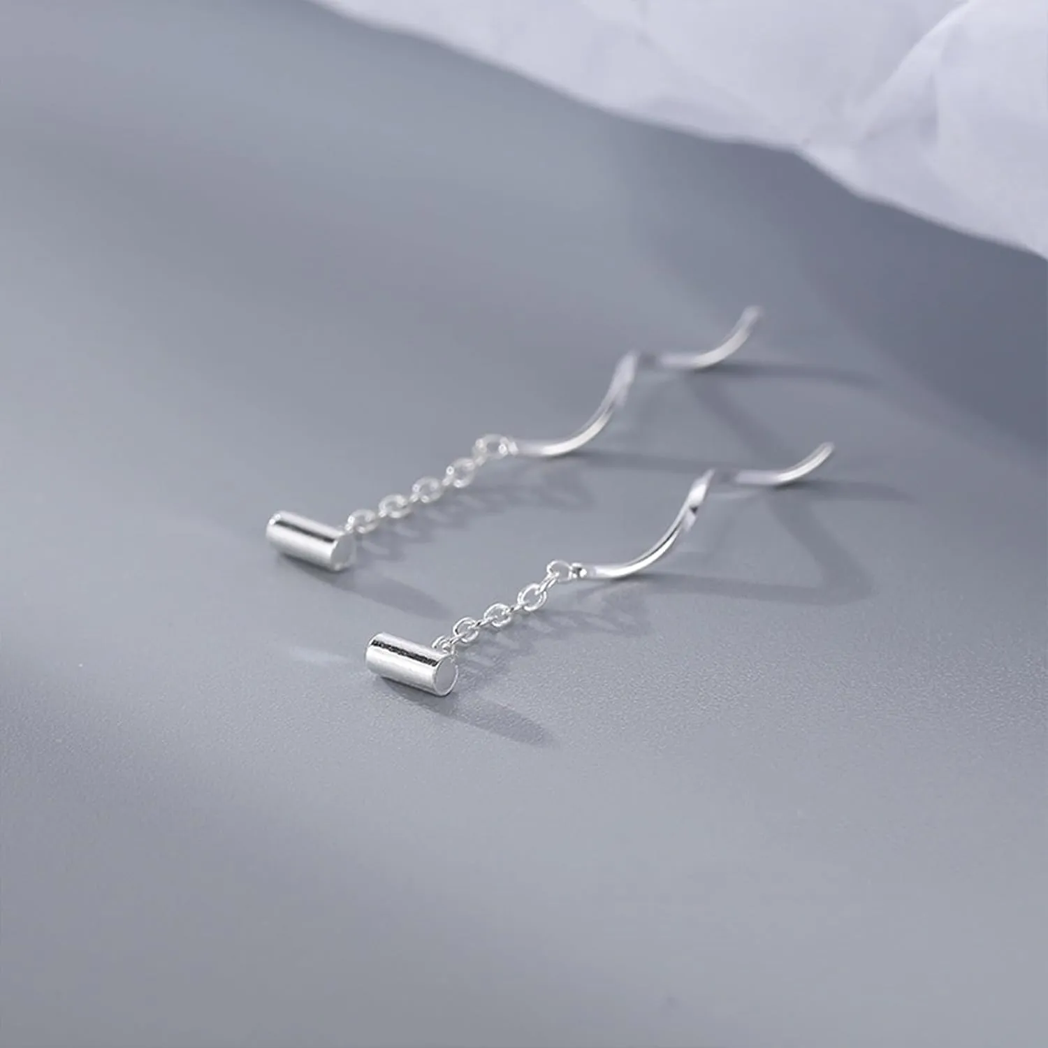 Silver Chain Earrings for Women Silver Threader Earrings Dainty Dangle Earrings for Women Hypoallergenic Thread Earrings for Women Korean Earrings