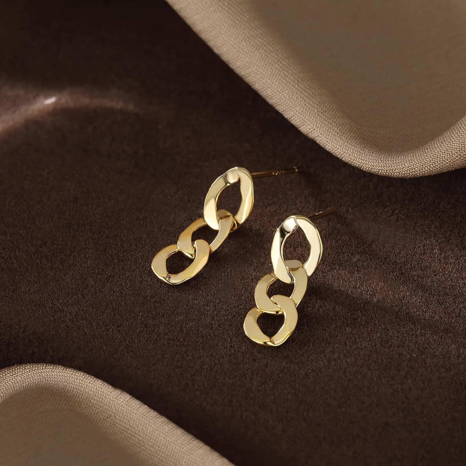 SLUYNZ 925 Sterling Silver Link Studs Earrings for Women Minimalist Studs Earrings Chain Link Studs