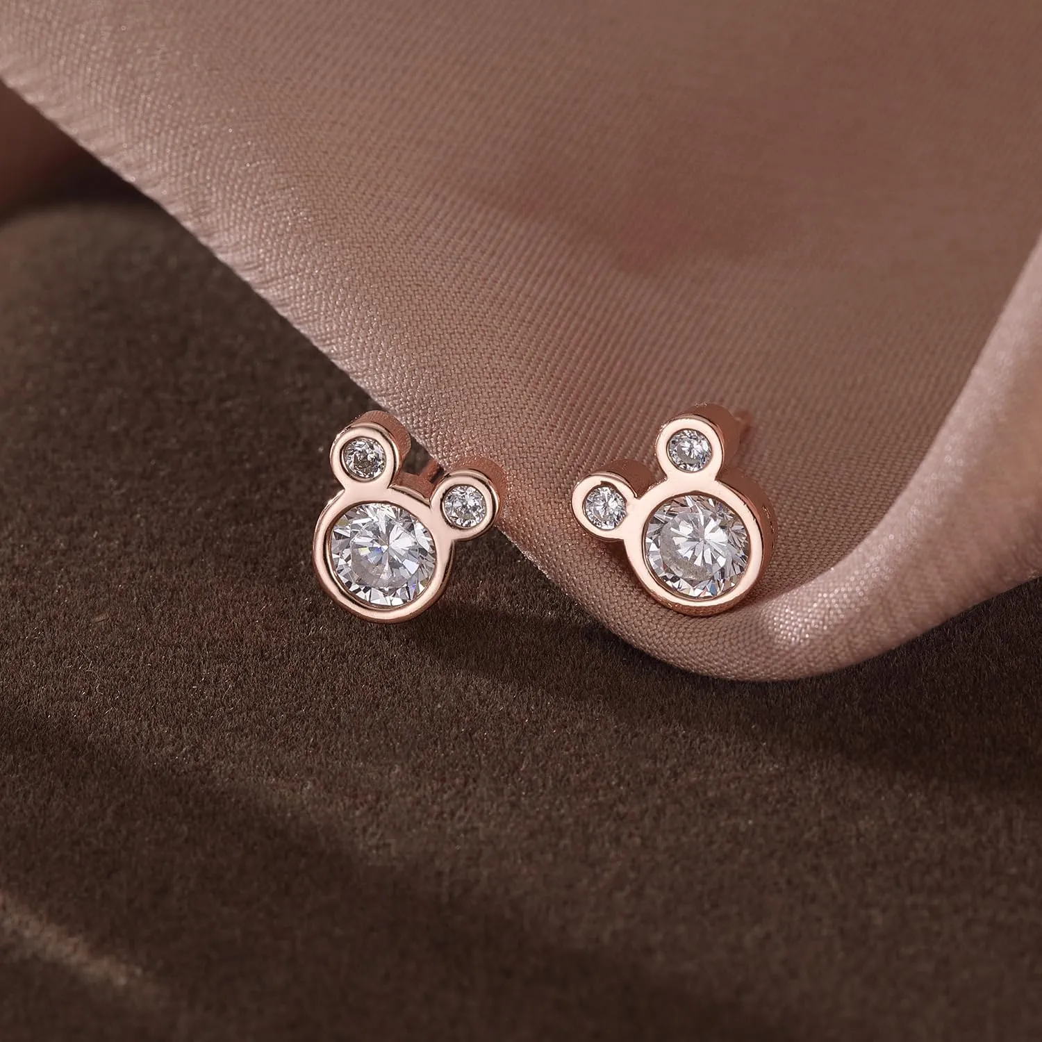 SLUYNZ 925 Sterling Silver Mouse Earrings Studs for Women Crystals Mouse Studs Earrings