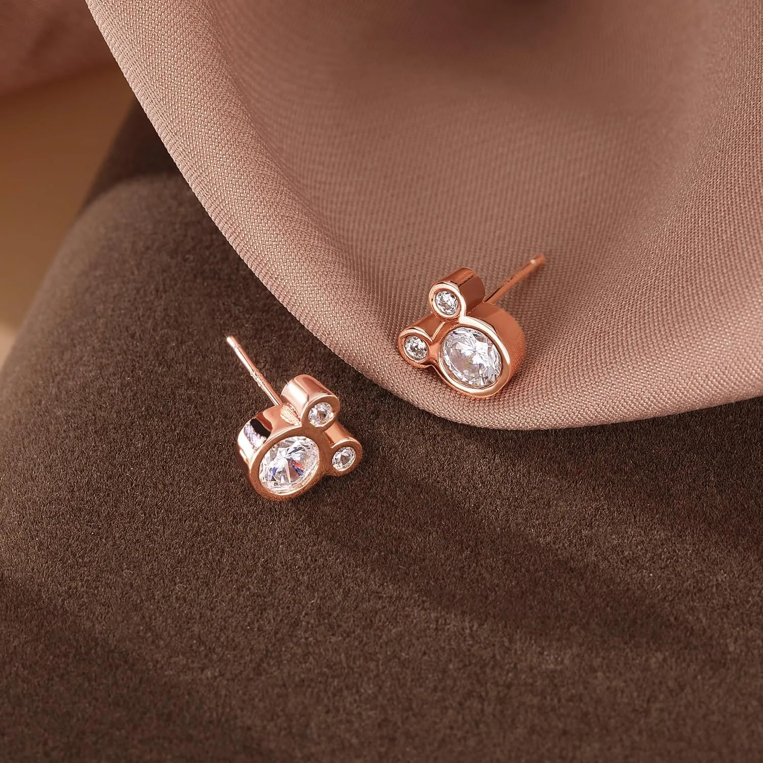 SLUYNZ 925 Sterling Silver Mouse Earrings Studs for Women Crystals Mouse Studs Earrings