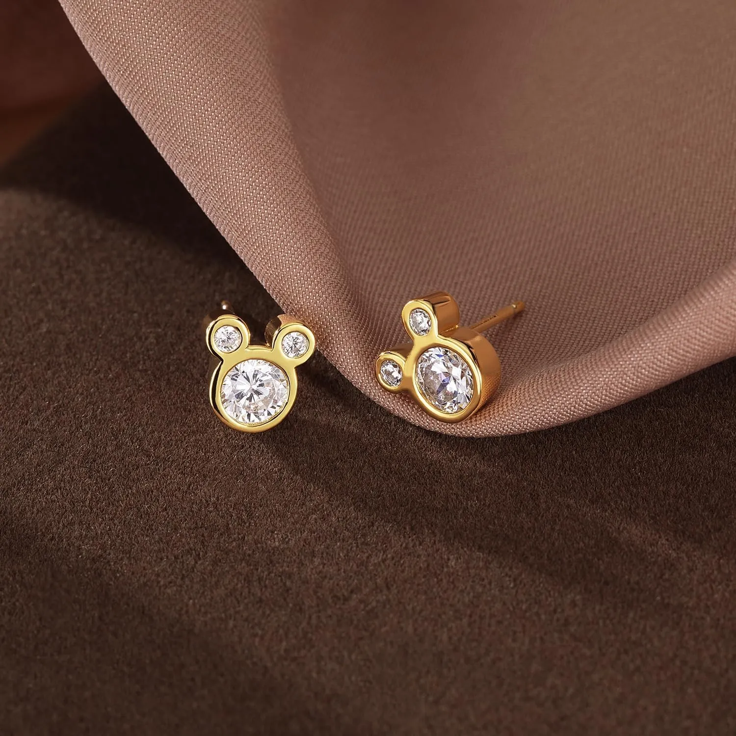 SLUYNZ 925 Sterling Silver Mouse Earrings Studs for Women Crystals Mouse Studs Earrings