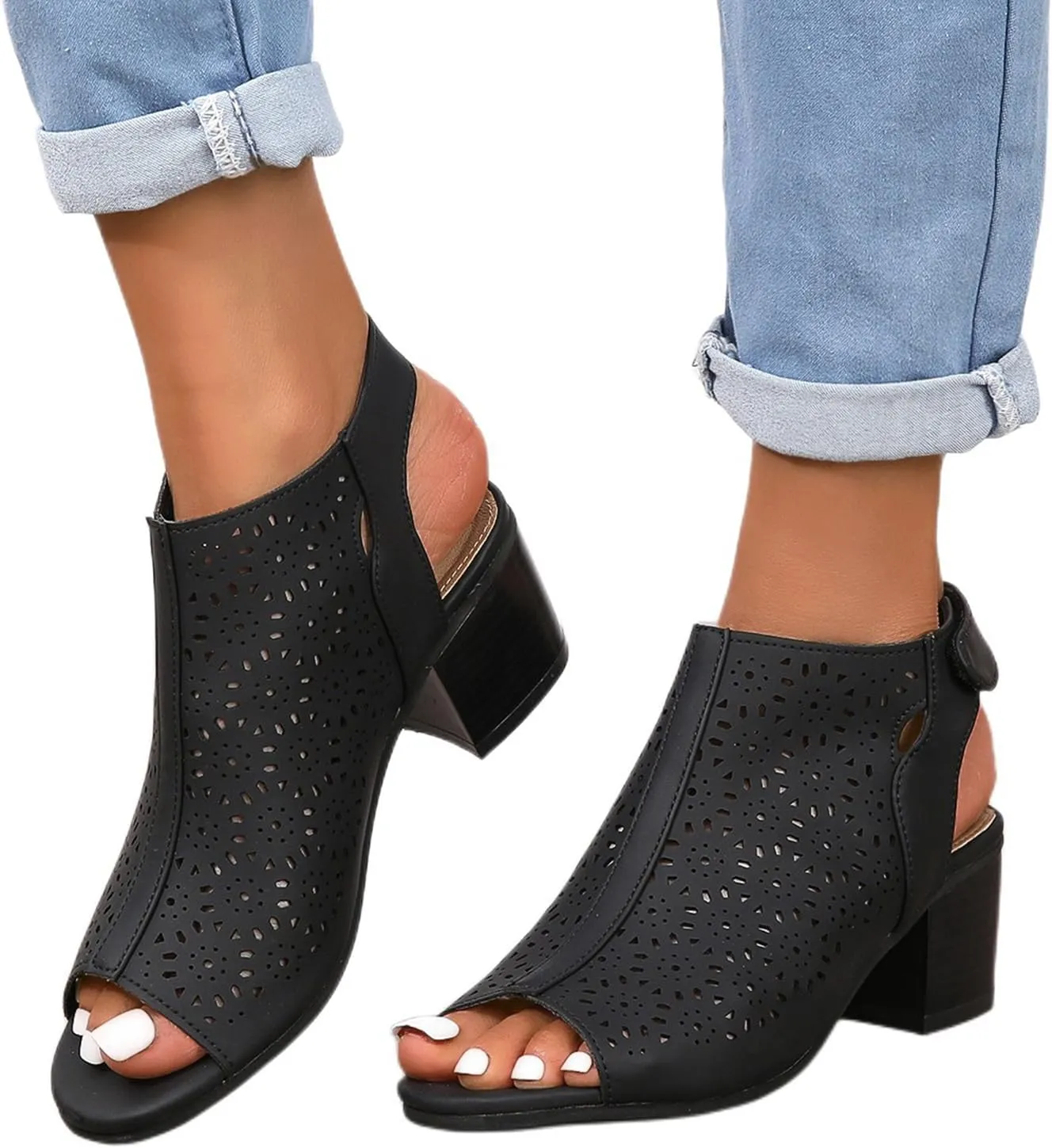 Smoneyful Womens Ankle Strap Heeled Comfort Sandals Open Toe Arch Support Wedges Wide Width Orthotic Round Bottom Buckle Dressy Walking Hiking Summer Beach Flats Slippers Sandals