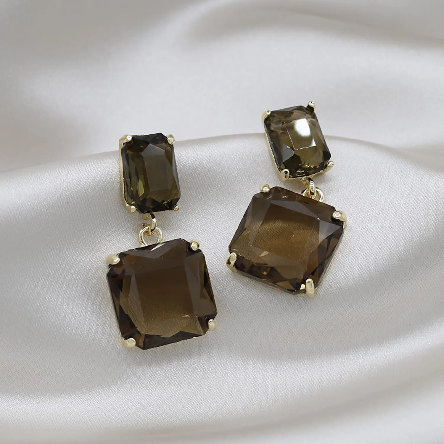 Square Crystal Dangle Earrings for Women Clear Rhinestone Statement Earrings Minimalist Geometric Rectangle Drop Dangle Earrings Prom Pageant Jewelry Birthday Gift for Women