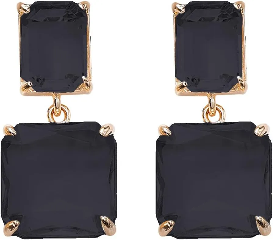 Square Crystal Dangle Earrings for Women Clear Rhinestone Statement Earrings Minimalist Geometric Rectangle Drop Dangle Earrings Prom Pageant Jewelry Birthday Gift for Women