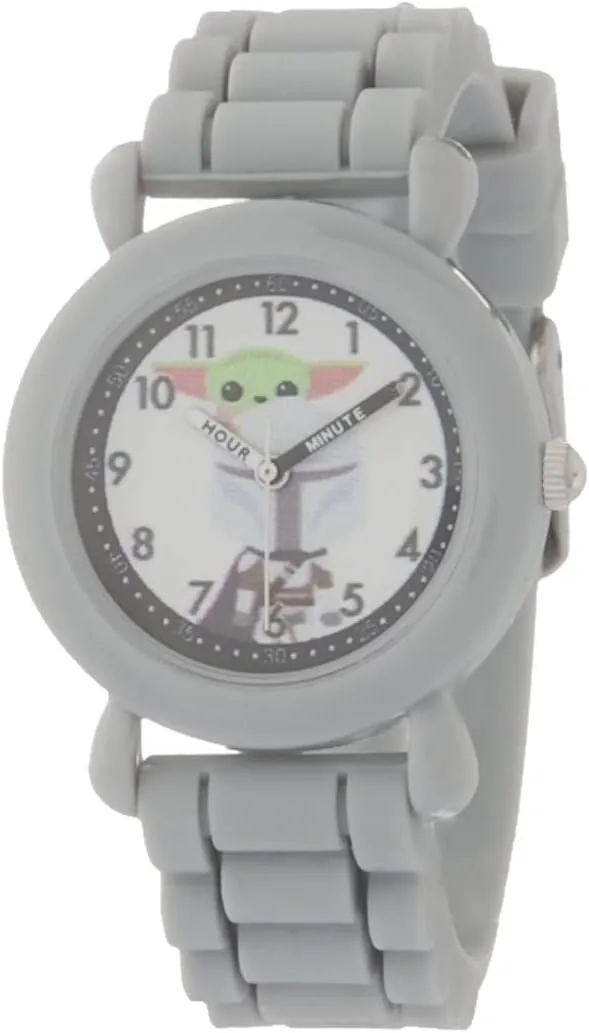 STAR WARS Kids' Plastic Time Teacher Analog Quartz Silicone Strap Watch, Grey/Grey