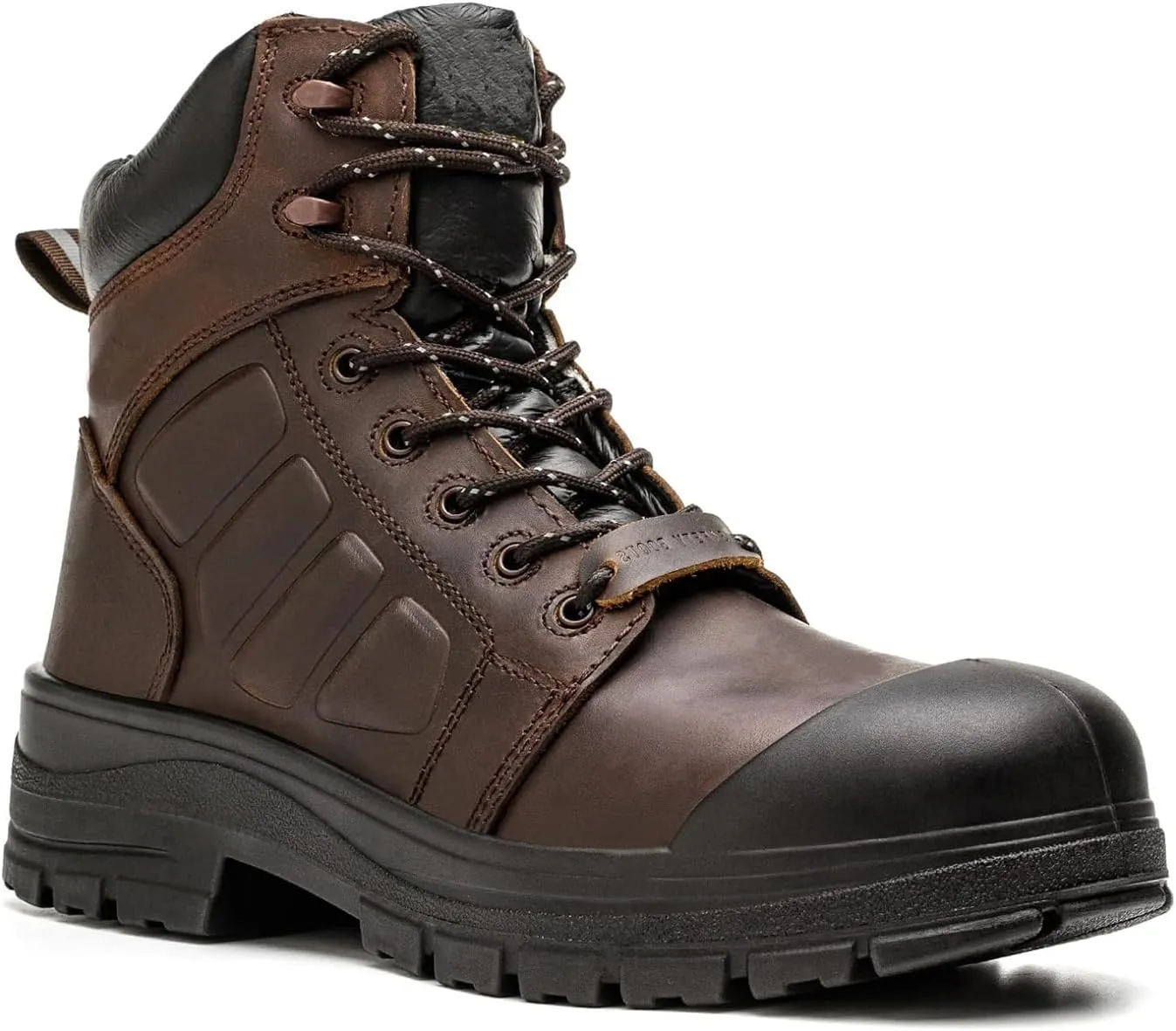 Steel Toe Boots for Men Waterproof, 6" Oiled Full Grain Leather Slip on Work Boots, Non-Slip, Puncture-Proof, Breathable, Comfortable Outdoor Lightweight Mens Work Boots