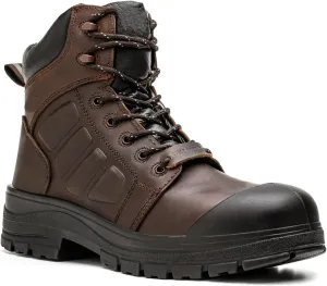Steel Toe Boots for Men Waterproof, 6" Oiled Full Grain Leather Slip on Work Boots, Non-Slip, Puncture-Proof, Breathable, Comfortable Outdoor Lightweight Mens Work Boots