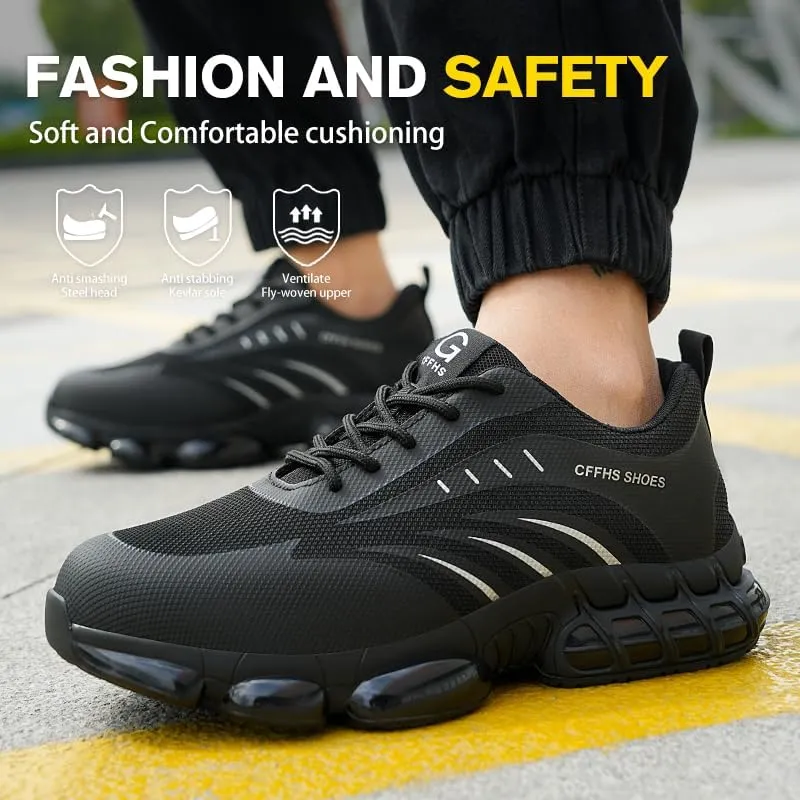 Steel Toe Sneakers for Men Women Indestructible Work Shoes Lightweight Comfortable Safety Sneakers Slip-Resistant Composite Toe Shoes for Construction