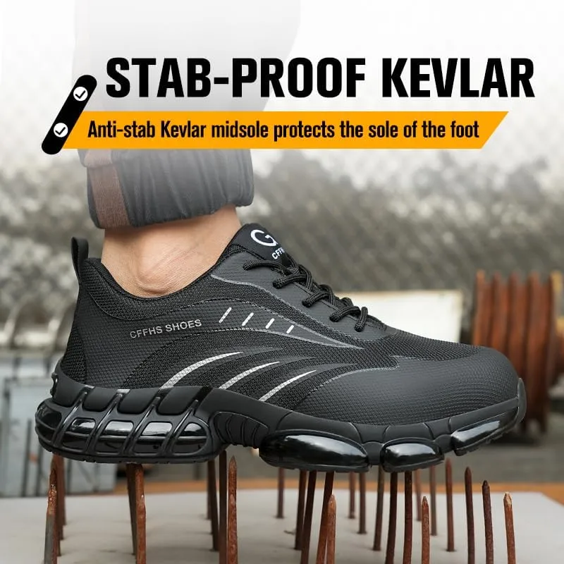 Steel Toe Sneakers for Men Women Indestructible Work Shoes Lightweight Comfortable Safety Sneakers Slip-Resistant Composite Toe Shoes for Construction