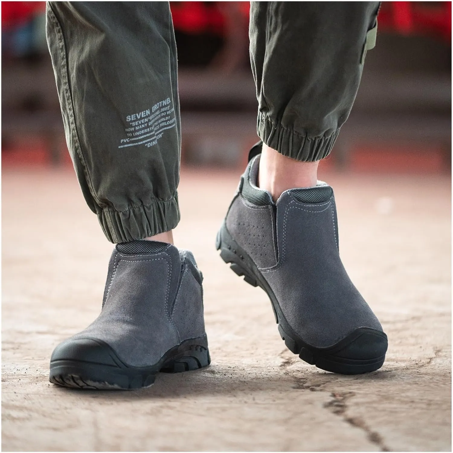 Steel Toe Work Boots for Men and Women - Slip-On Welding Boots, Comfortable Welder Construction Safety Boots - Non-Slip