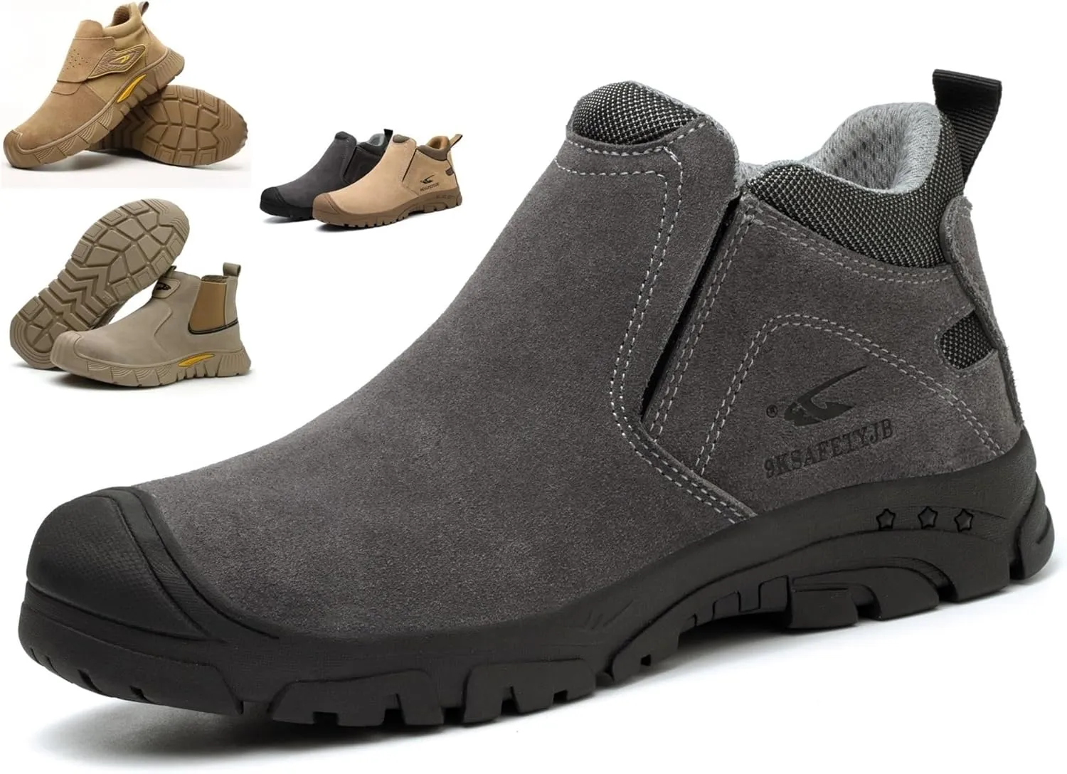 Steel Toe Work Boots for Men and Women - Slip-On Welding Boots, Comfortable Welder Construction Safety Boots - Non-Slip