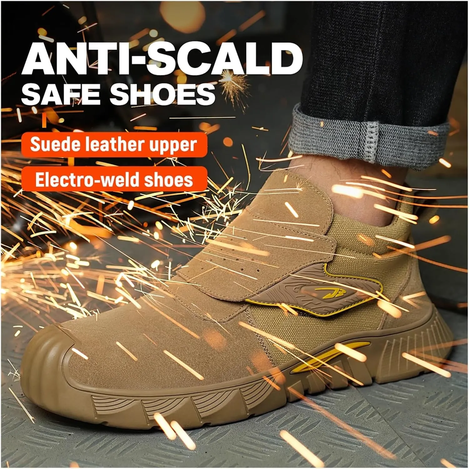Steel Toe Work Boots for Men and Women - Slip-On Welding Boots, Comfortable Welder Construction Safety Boots - Non-Slip