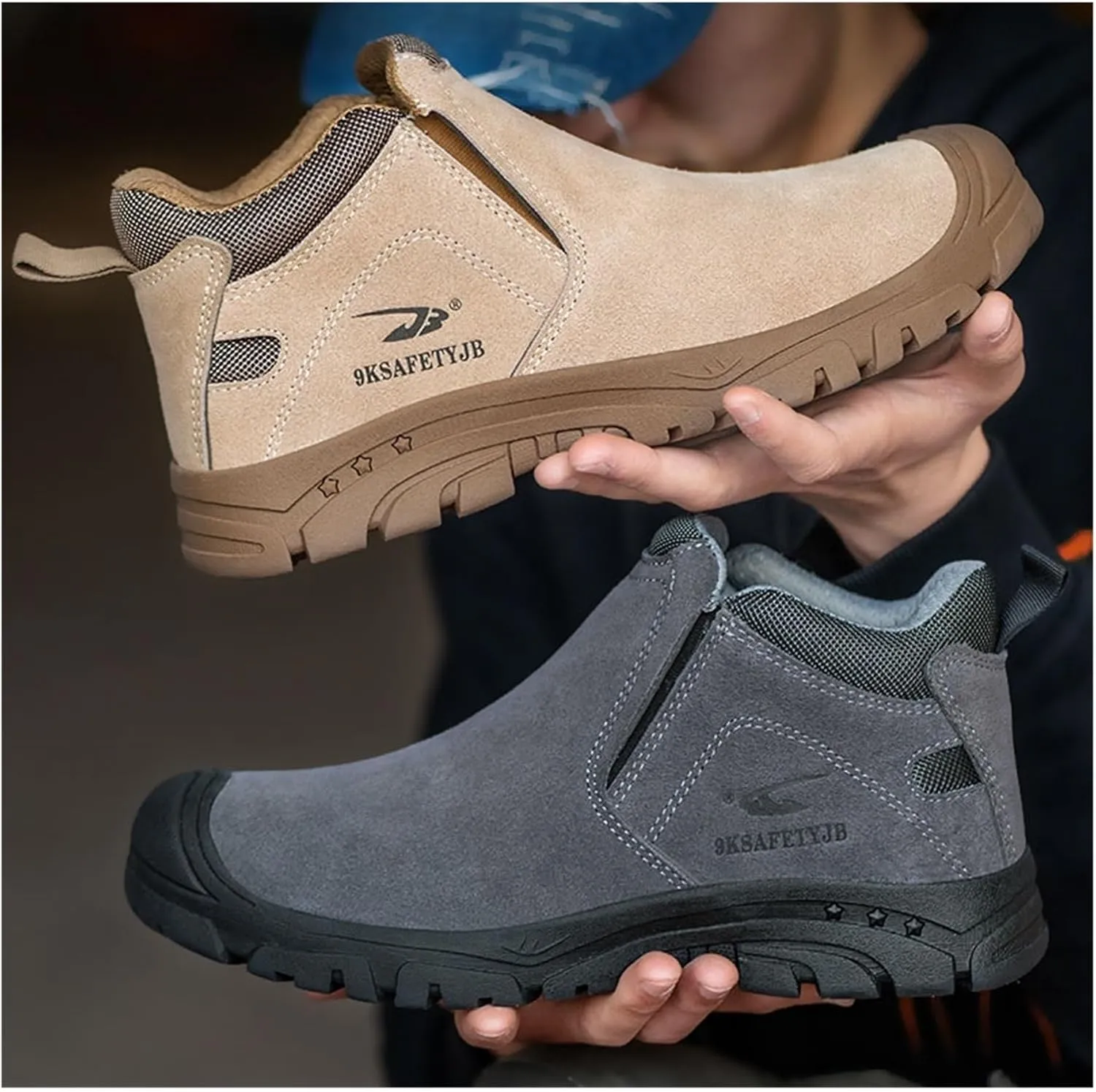 Steel Toe Work Boots for Men and Women - Slip-On Welding Boots, Comfortable Welder Construction Safety Boots - Non-Slip