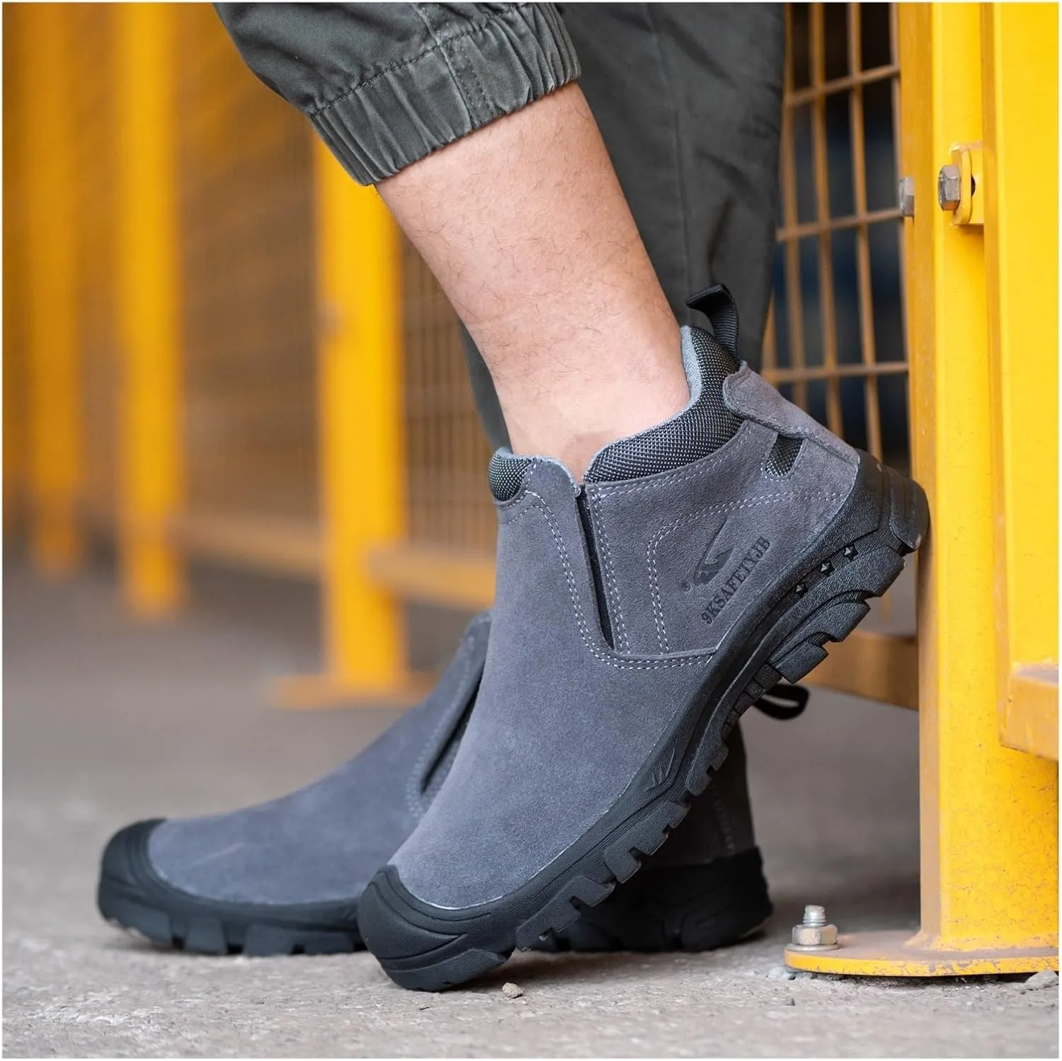 Steel Toe Work Boots for Men and Women - Slip-On Welding Boots, Comfortable Welder Construction Safety Boots - Non-Slip