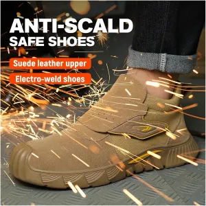 Steel Toe Work Boots for Men and Women - Slip-On Welding Boots, Comfortable Welder Construction Safety Boots - Non-Slip