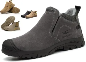 Steel Toe Work Boots for Men and Women - Slip-On Welding Boots, Comfortable Welder Construction Safety Boots - Non-Slip