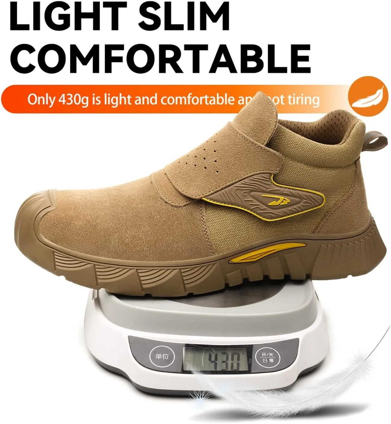Steel Toe Work Boots for Men and Women - Slip-On Welding Boots, Comfortable Welder Construction Safety Boots - Non-Slip