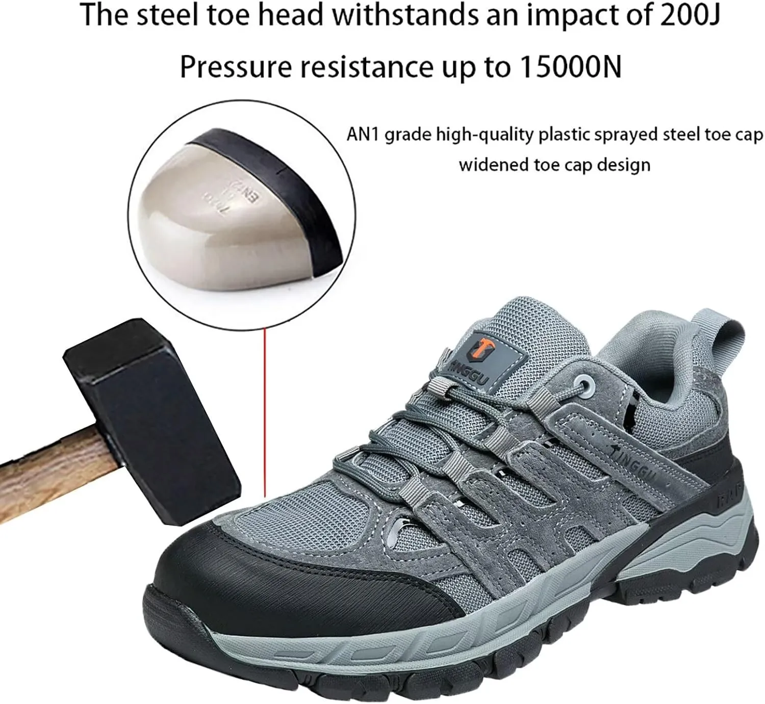 Steel Toe Work Shoes,Work Safety Sneakers Comfortable Puncture Proof Safety Shoes for Industrial,Coustruction,