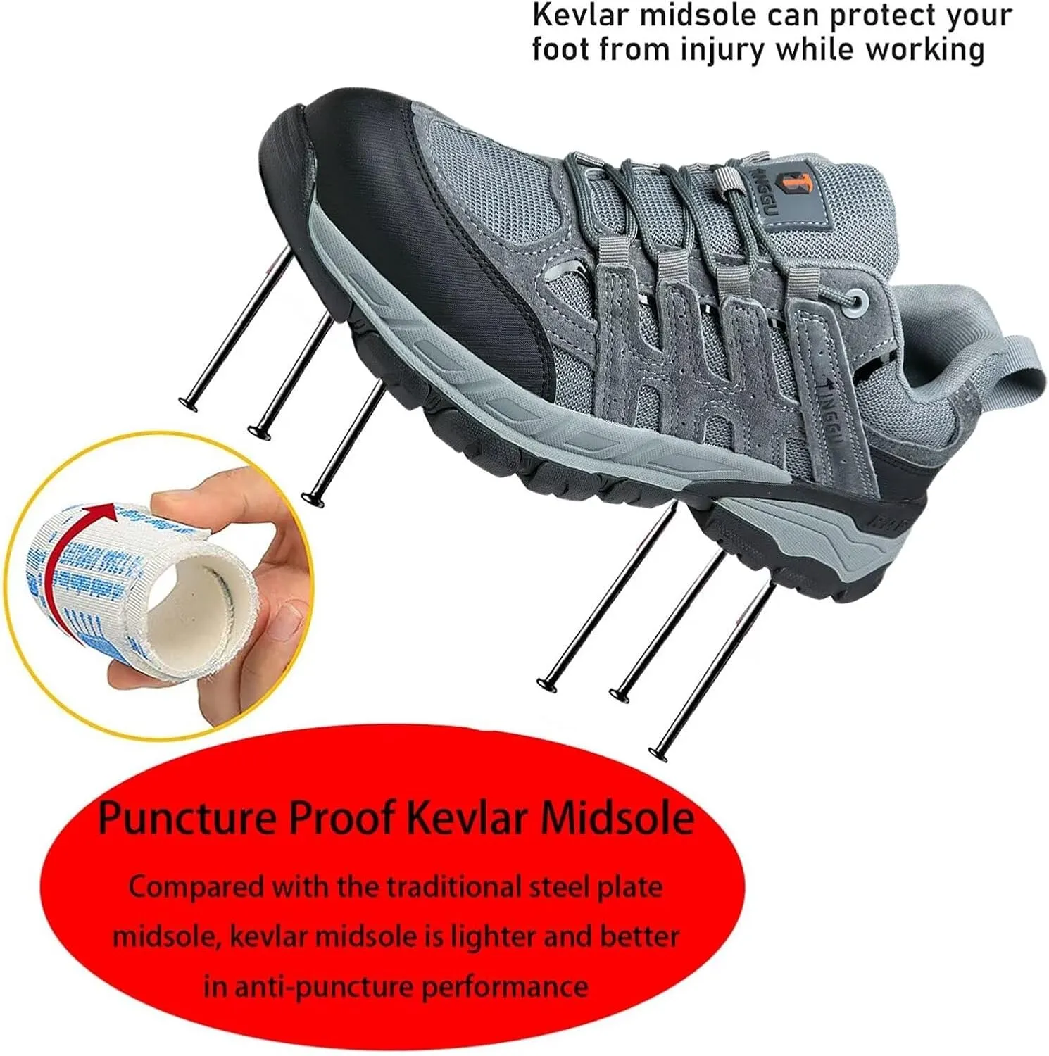 Steel Toe Work Shoes,Work Safety Sneakers Comfortable Puncture Proof Safety Shoes for Industrial,Coustruction,