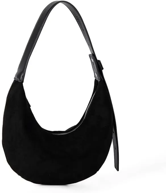 Suede shoulder bag for women hobo shoulder bag Crescent shaped shoulder bag