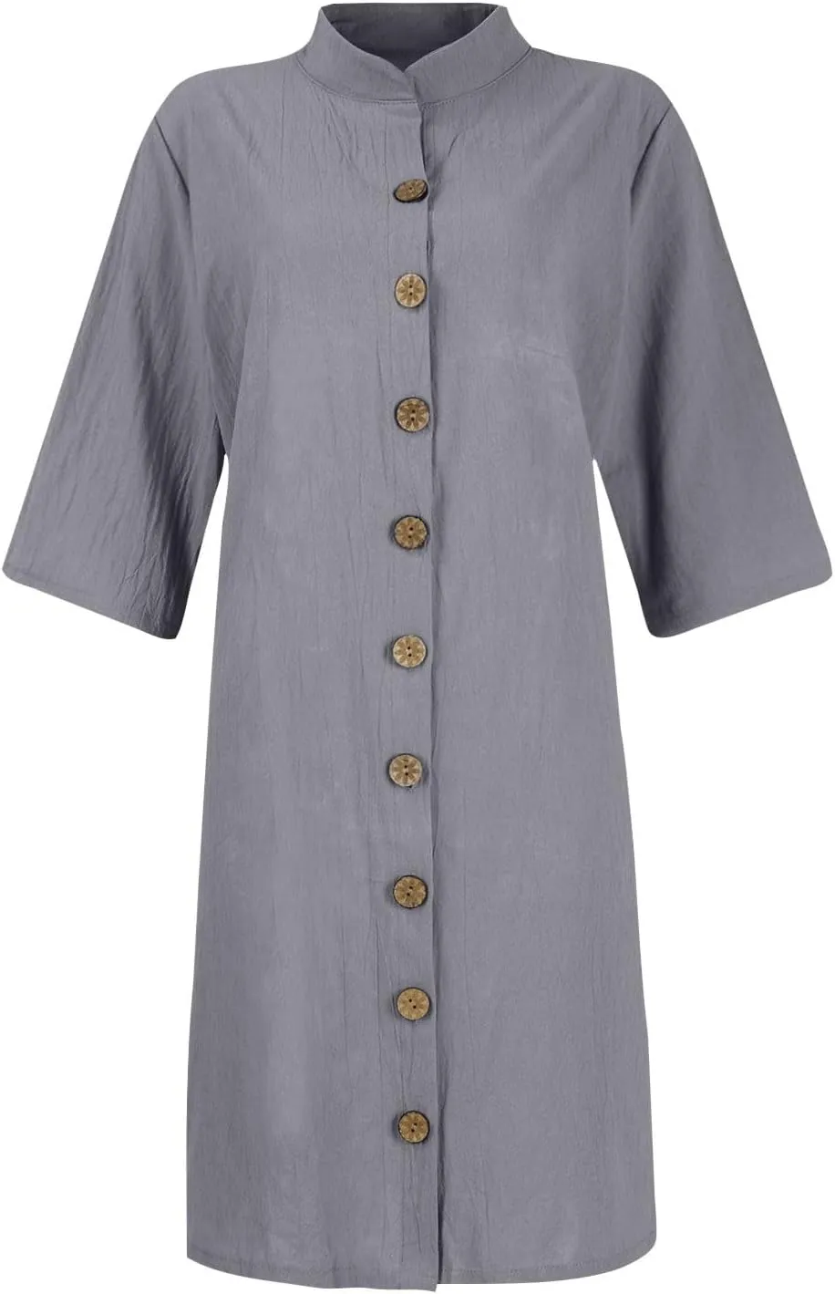 Summer Dresses for Women 2024 Casual Button Down Midi Shirt Dress Beach Half Sleeve V Neck Knee Length Dress